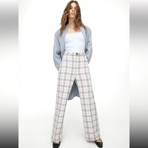 Aritzia Wilfred Francesca Plaid Wide Leg Pant Size 8